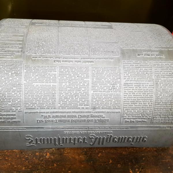 alte Hochdruckform des Zeitungsdruckes